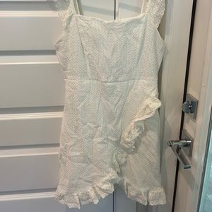 White summer dress with ruffle sleeves